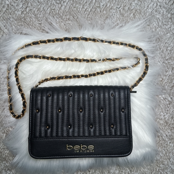 bebe Black Crossbody Bag with Gold Accents - Picture 2 of 7